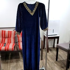 Navy and gold Shein midi dress size M